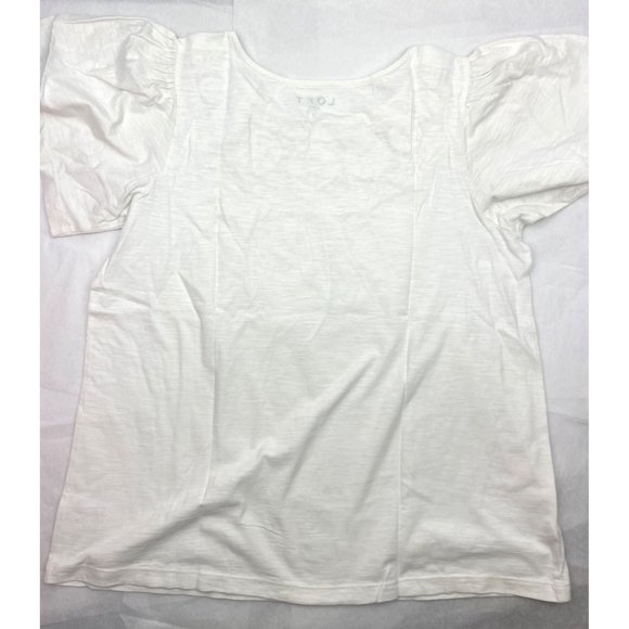 LOFT Women Crochet Yoke Flutter Sleeve Top M - Picture 3 of 16